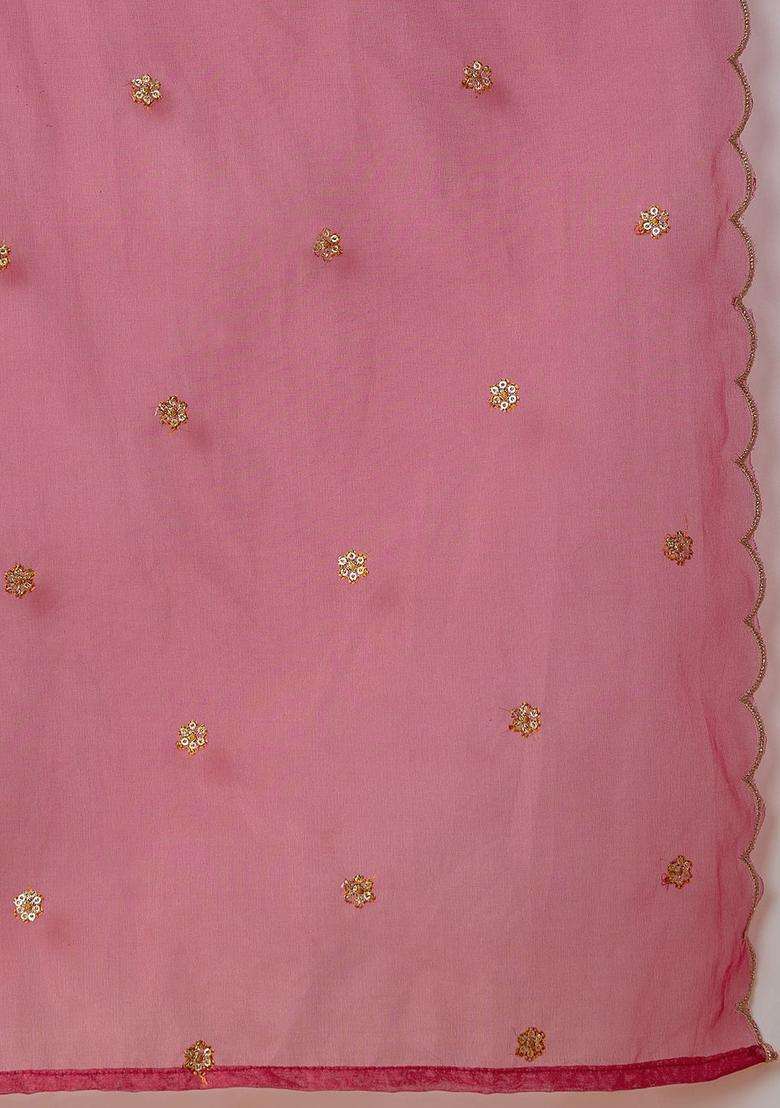 Pink Embroidered Silk Blend Anarkali Set - Indya