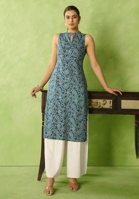 Teal  Blended Kurta