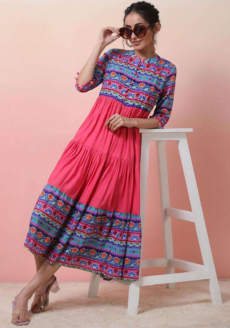 Pink  Blended Kurta - Indya