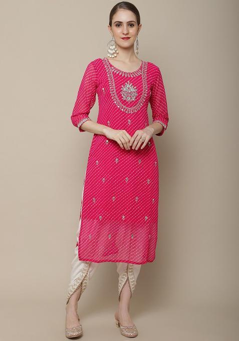 Pink Georgette Kurta — view on Indya