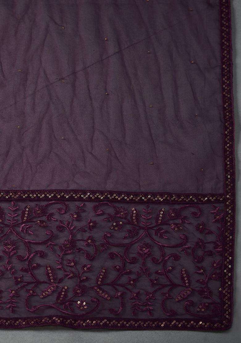 Magenta Solid Silk Blend Kurta Set - Indya