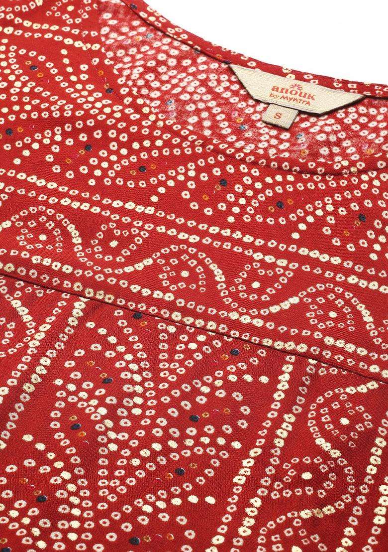 Red  Blended Kurta - Indya