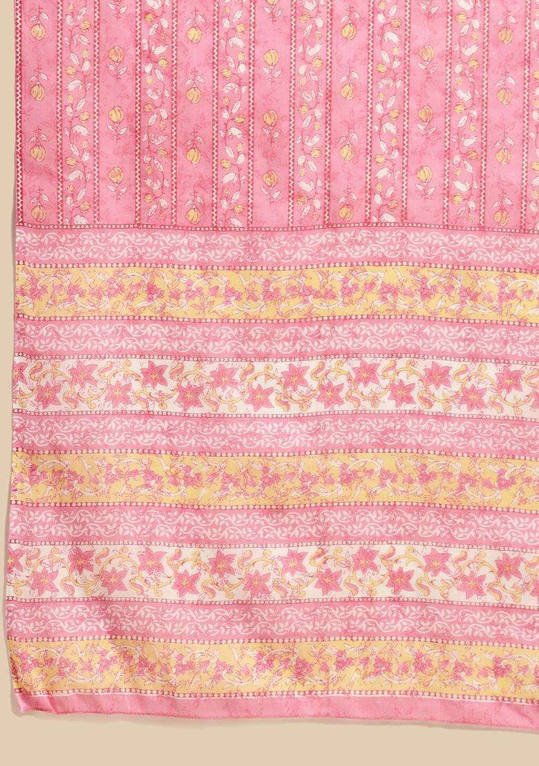 Pink Embroidered Cotton Kurta Set - Indya