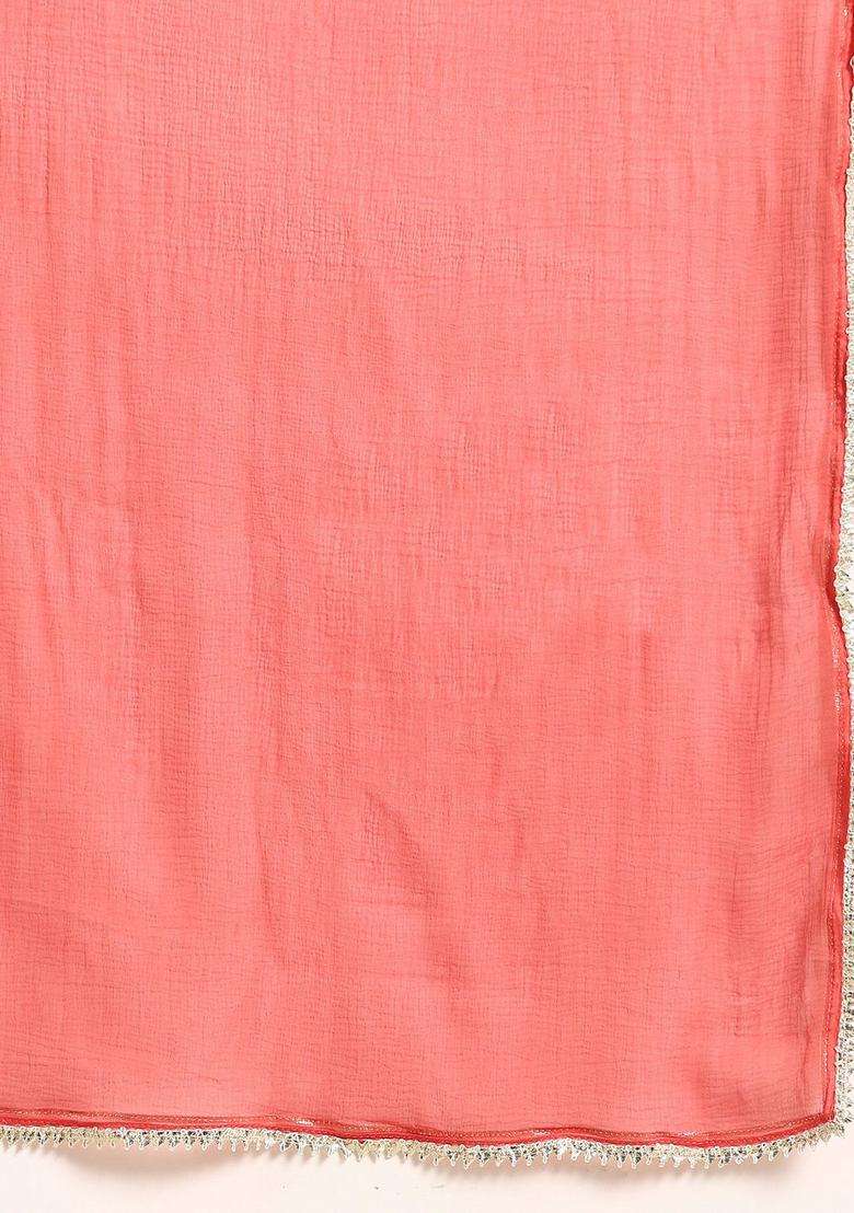 Coral Embroidered Polyester Kurta Set - Indya