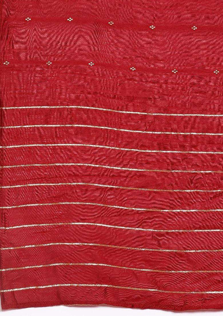 Red Printed Polyester Kurta Set - Indya