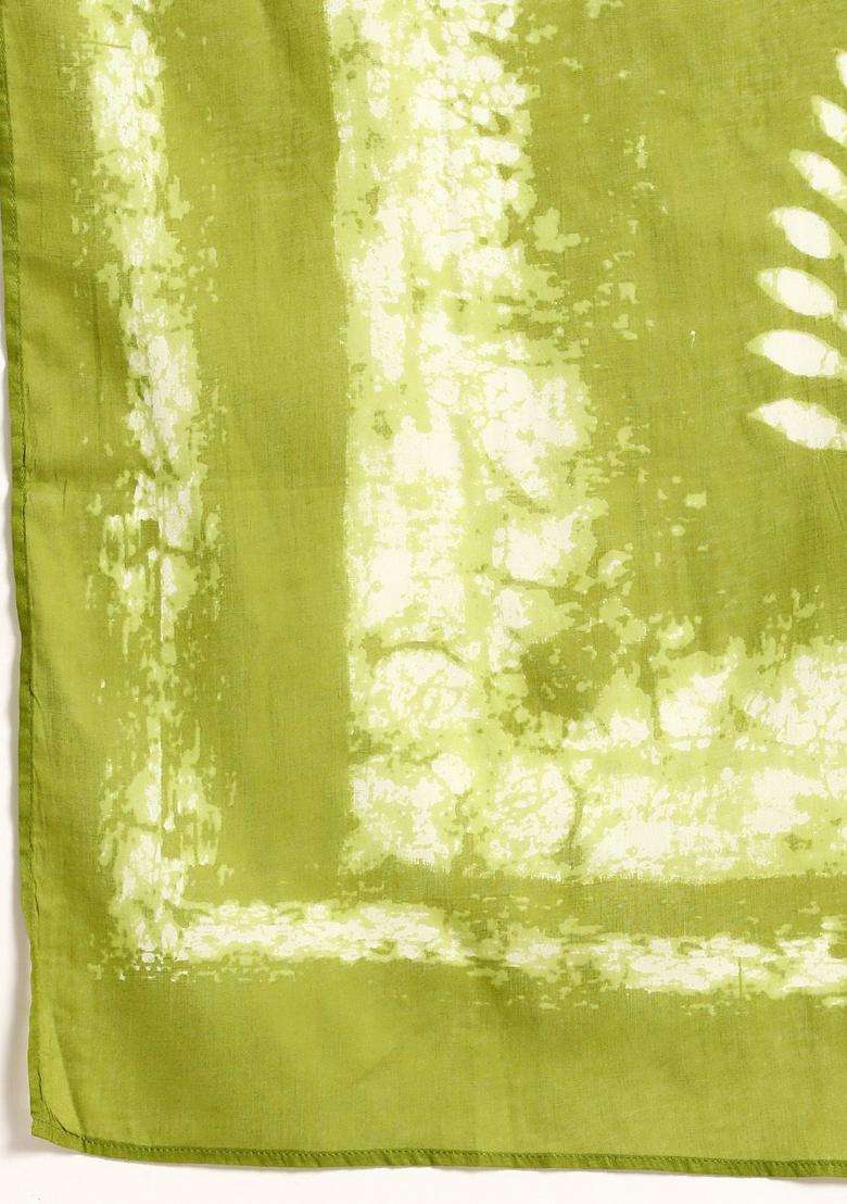 Green Dyed Cotton Kurta Set - Indya