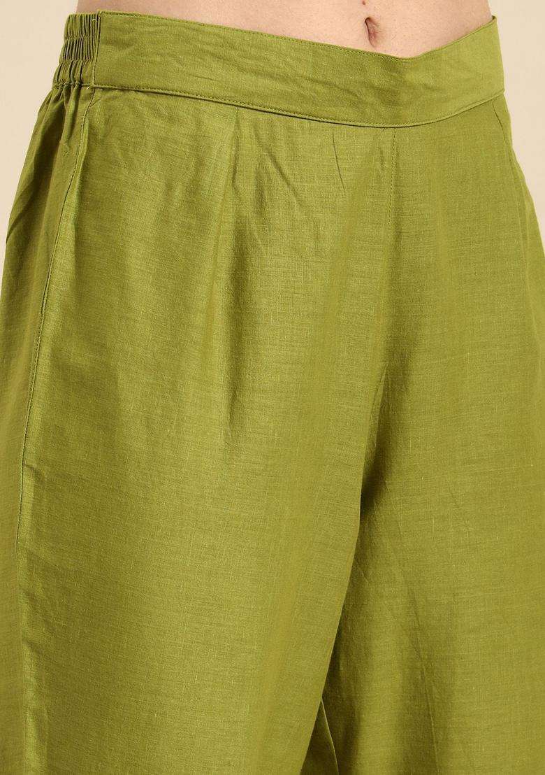 Green Dyed Cotton Kurta Set - Indya
