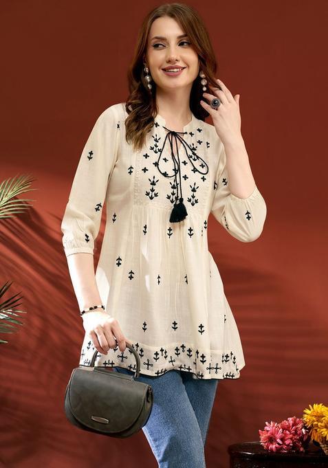 Off White  Blended Kurta