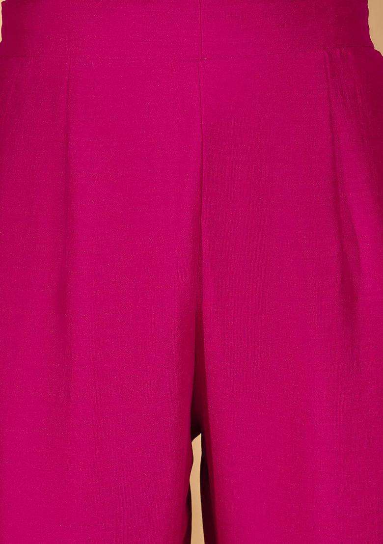 Pink Embroidered Silk Blend Anarkali Set - Indya