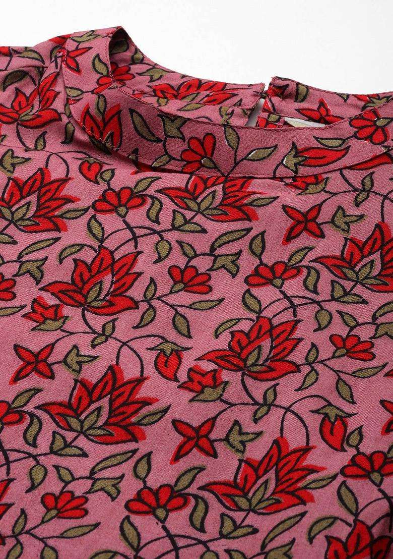 Rose  Cotton Kurta - Indya