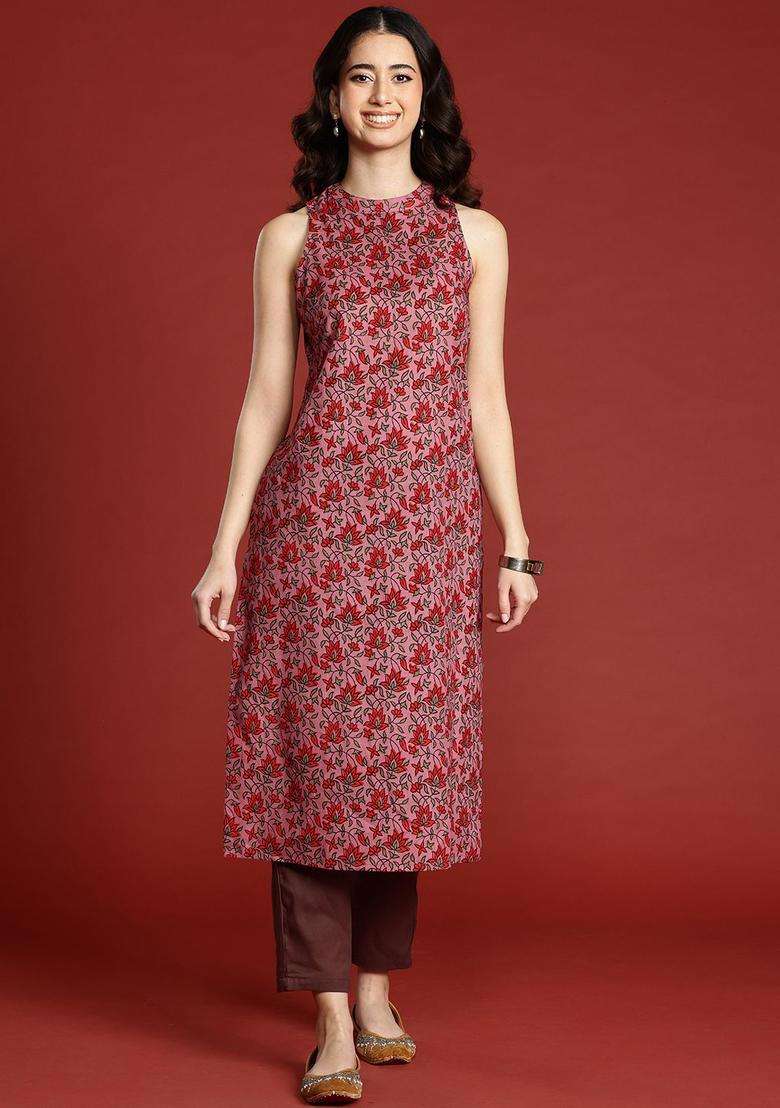 Rose  Cotton Kurta - Indya