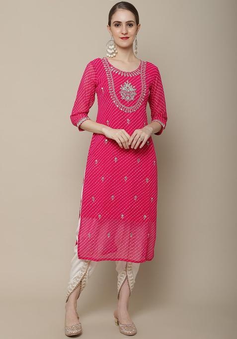 Pink Georgette Kurta — view on Indya