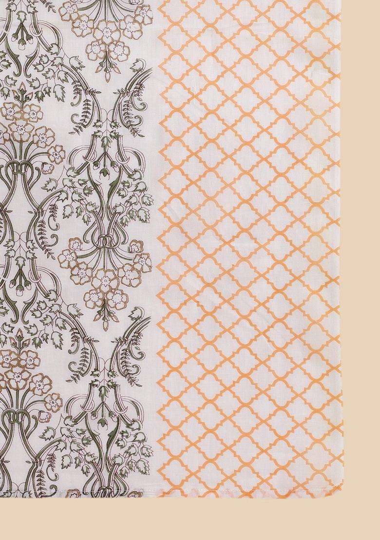 Orange Printed Cotton Kurta Set - Indya