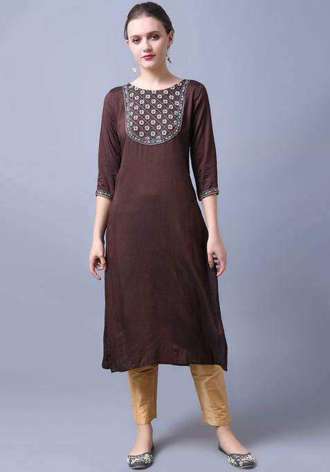 Brown  Blended Kurta