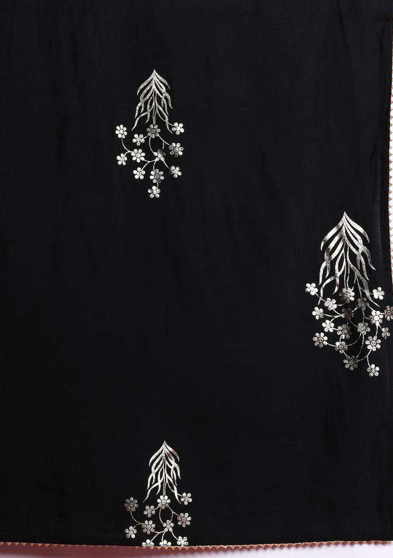 Black Solid Viscose Kurta Set - Indya
