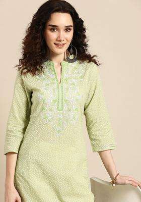 Green  Blended Kurta