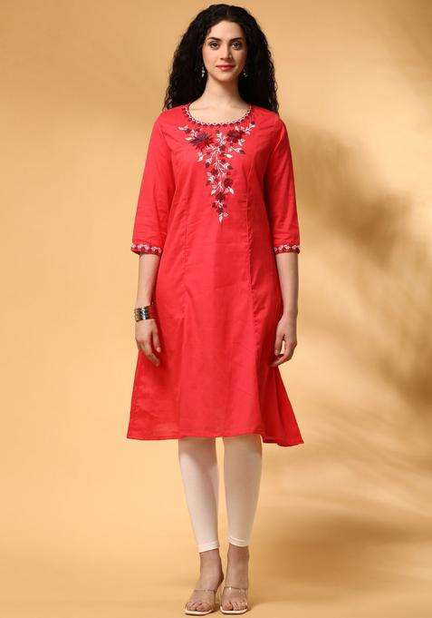 Coral  Cotton Kurta