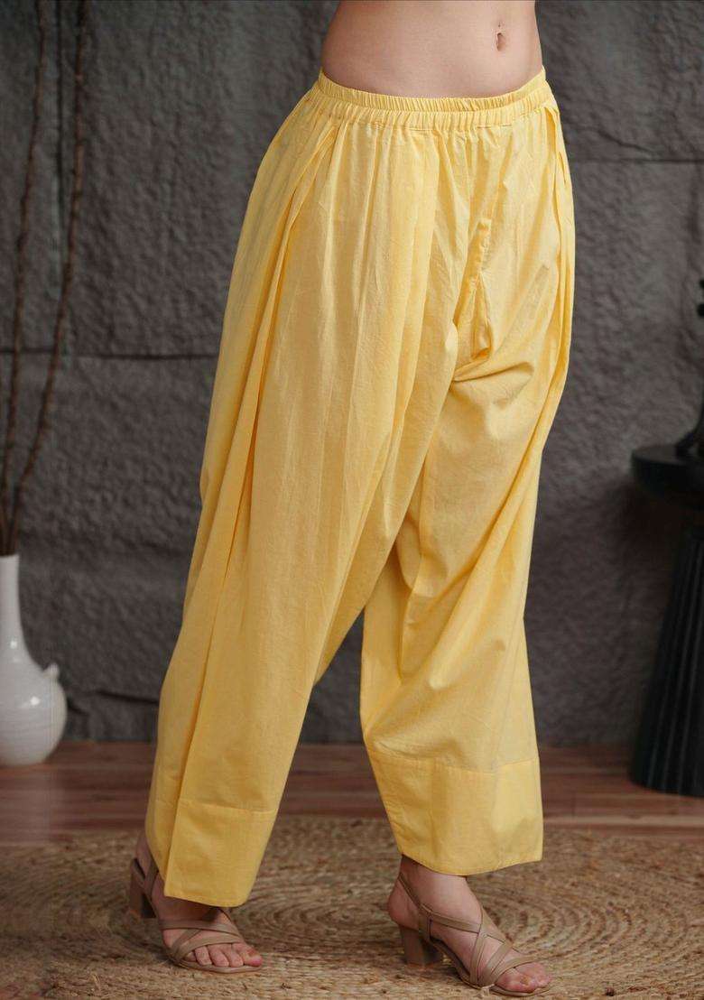 Yellow Embroidered Cotton Kurta Set - Indya