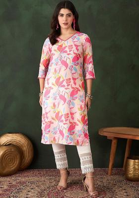 Pink  Blended Kurta