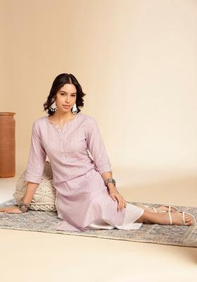 Lavender  Cotton Kurta Set
