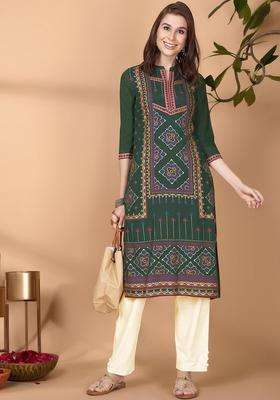 Green  Blended Kurta