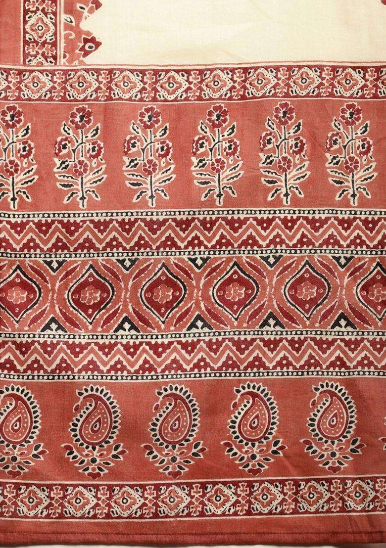 Brown Printed Cotton Anarkali Set - Indya
