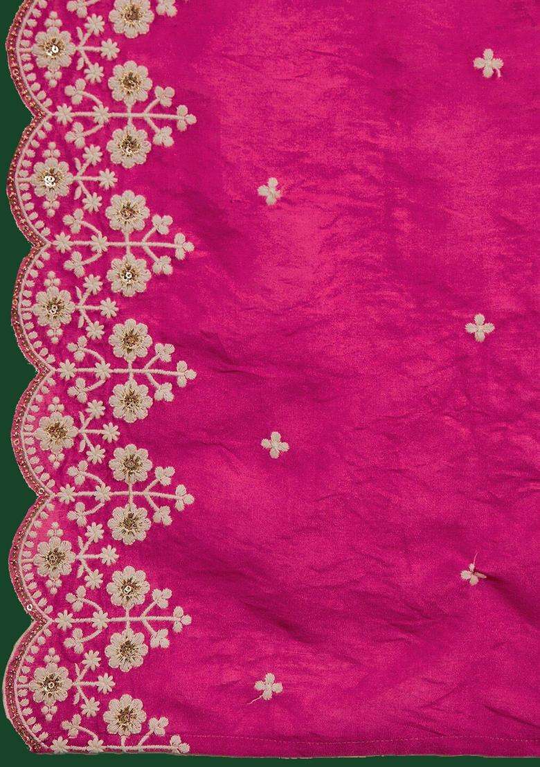 Pink Printed Georgette Kurta Set - Indya