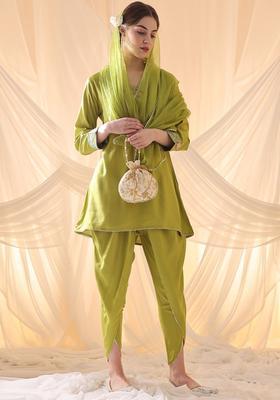 Green Yoke Design Viscose Kurta Set