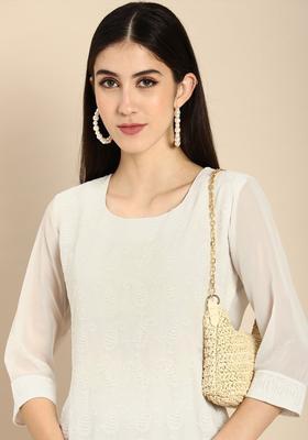 Off White  Blended Kurta