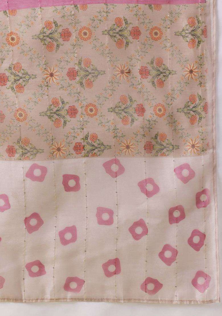 Pink Striped Viscose Kurta Set - Indya