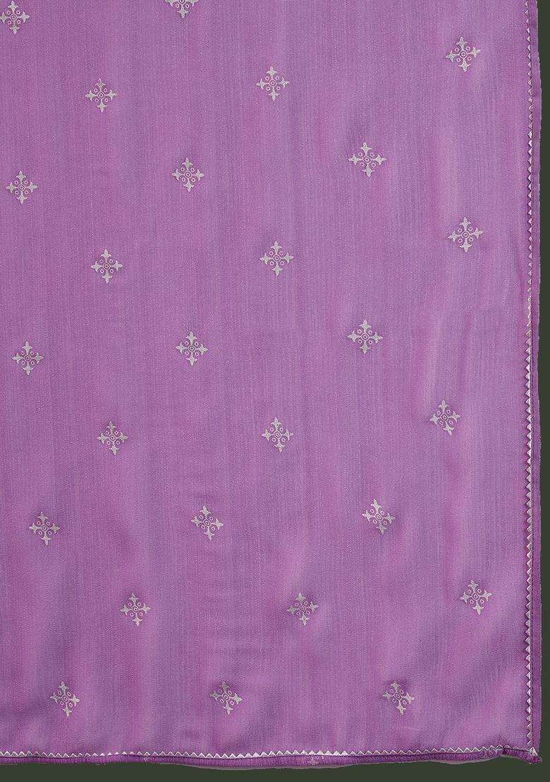 Lavender Printed Georgette Kurta Set - Indya