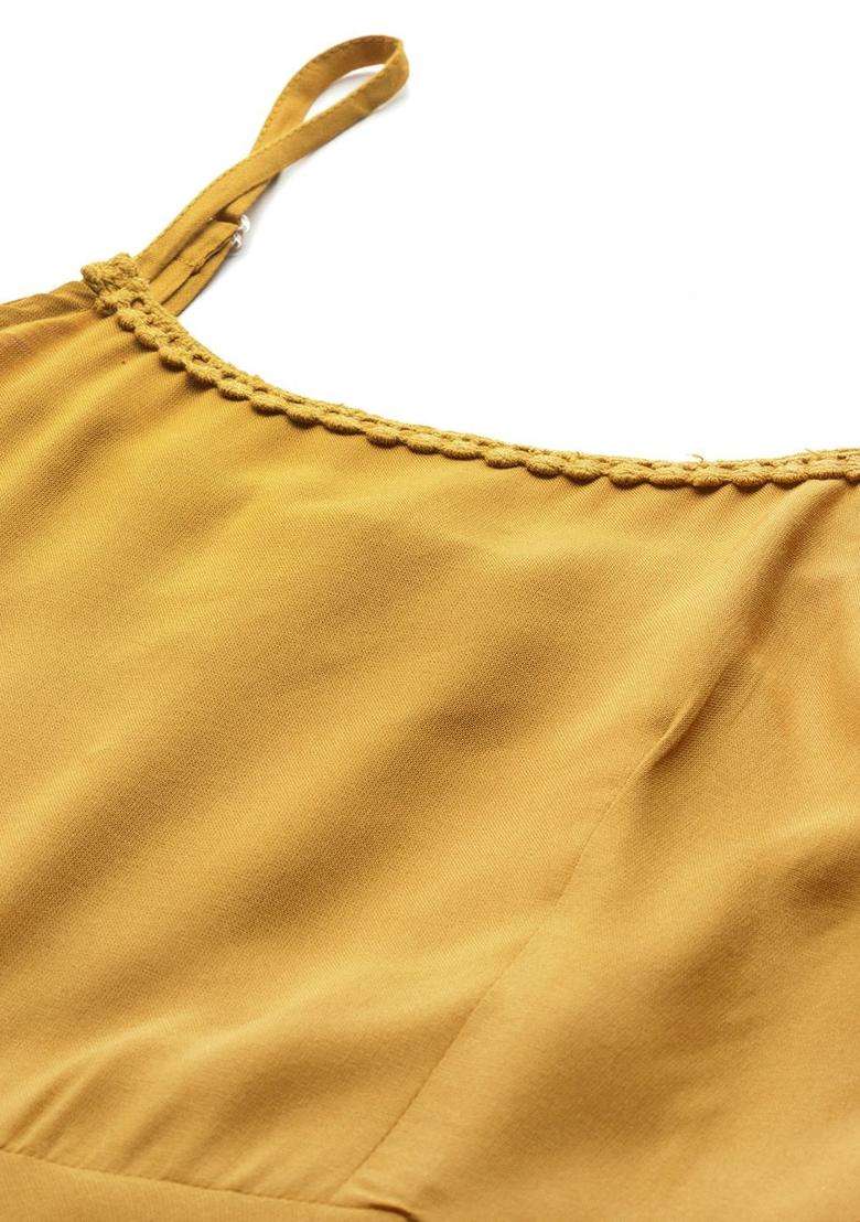 Mustard Solid Viscose Kurta Set - Indya