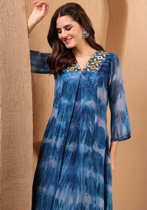 Blue Georgette Kurta — view on Indya