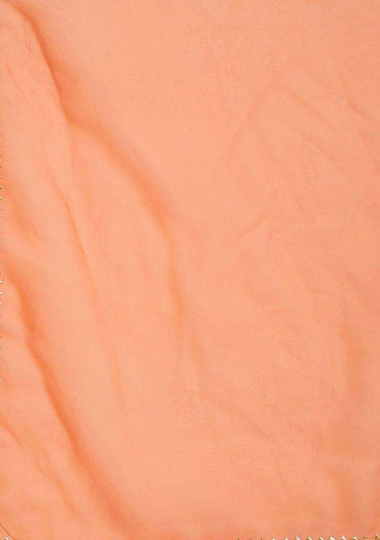 Orange Printed Silk Blend Kurta Set - Indya