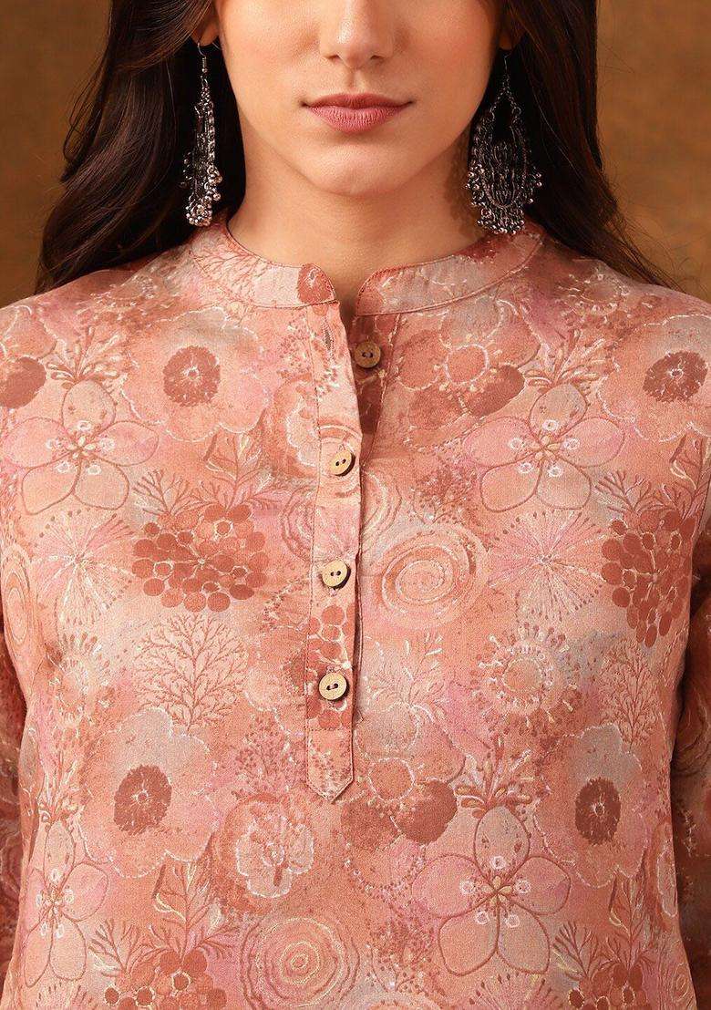 Coral Silk Blend Kurta - Indya
