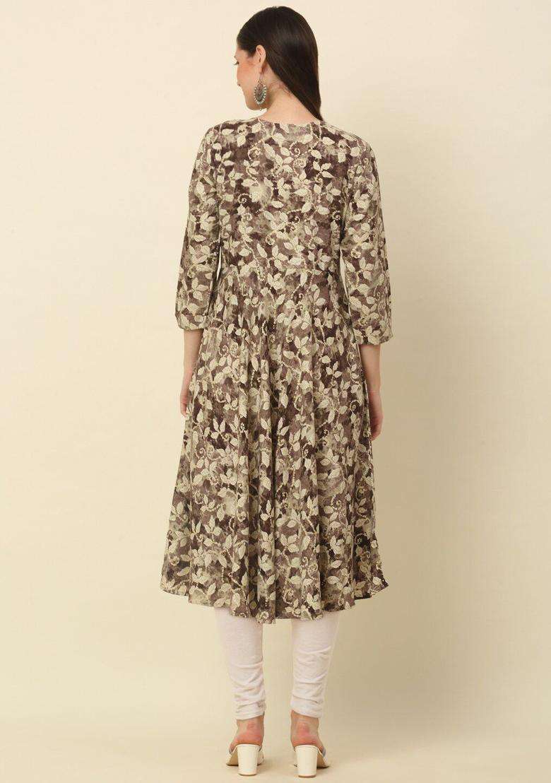Brown  Blended Kurta - Indya