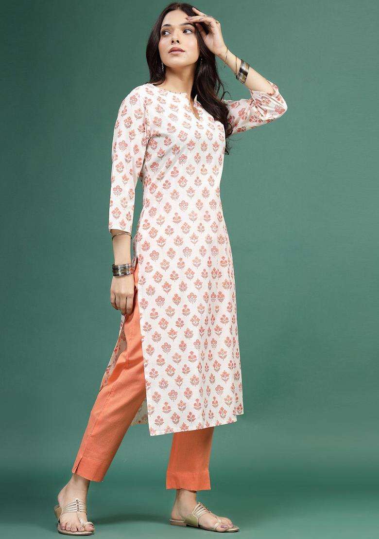 White  Cotton Kurta - Indya