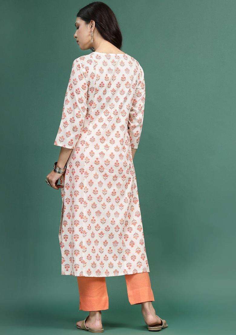 White  Cotton Kurta - Indya