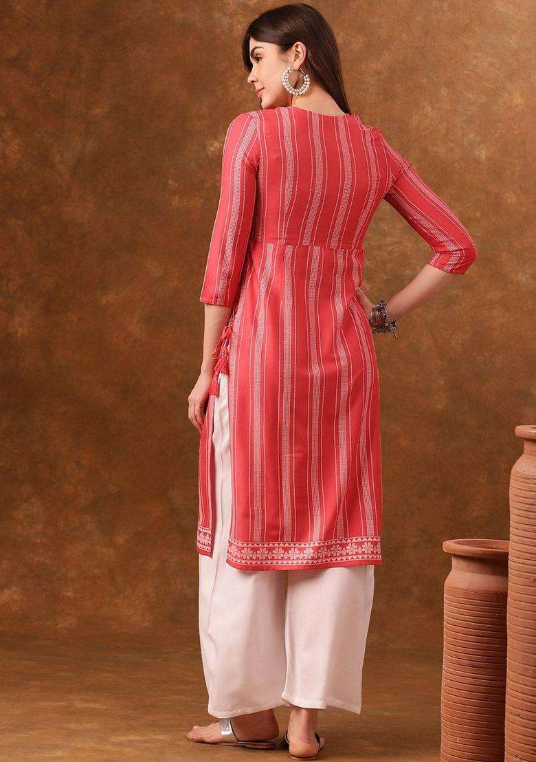 Coral  Blended Kurta Set - Indya