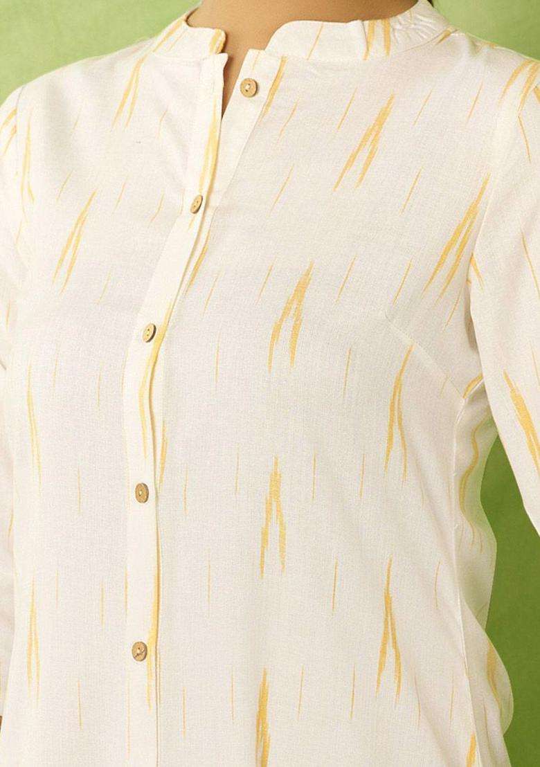 White  Cotton Kurta - Indya