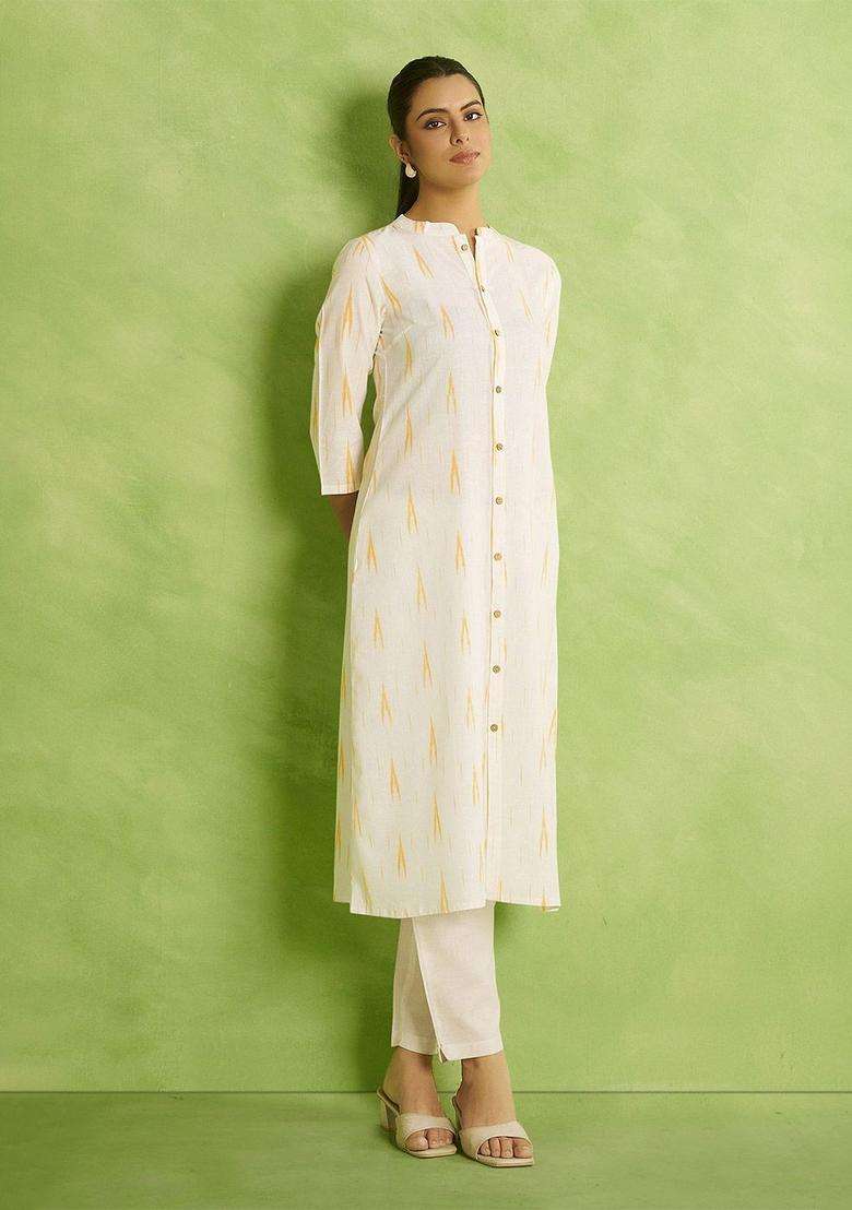 White  Cotton Kurta - Indya
