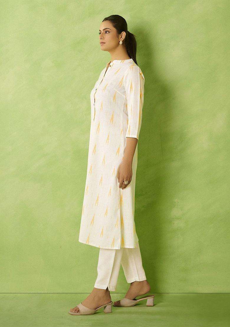 White  Cotton Kurta - Indya