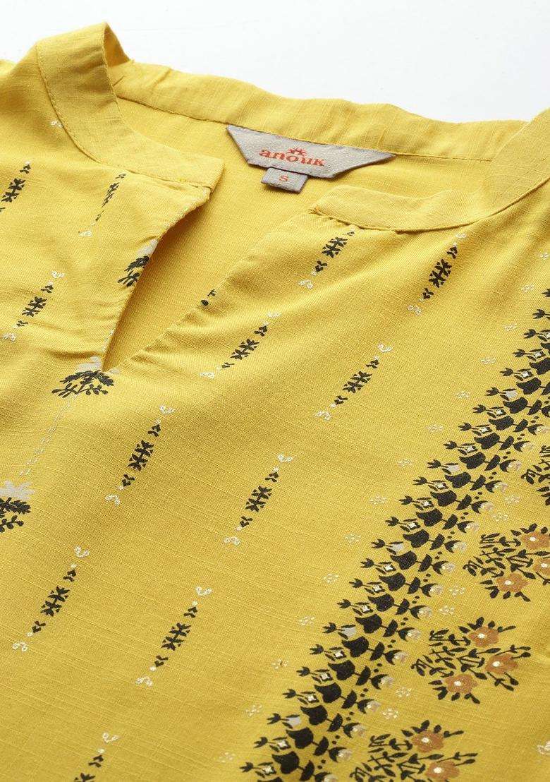 Yellow  Blended Kurta - Indya