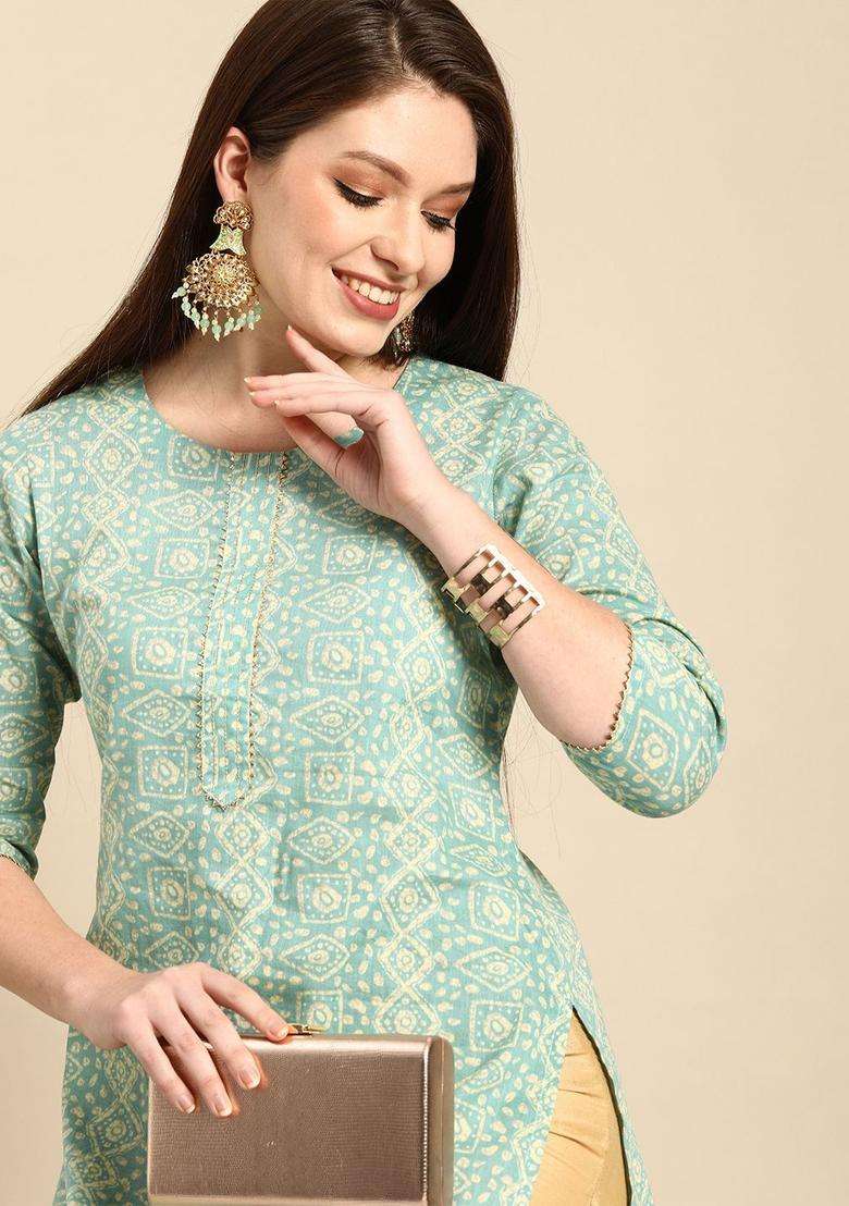 Blue  Blended Kurta - Indya