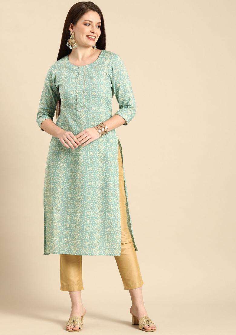 Blue  Blended Kurta - Indya