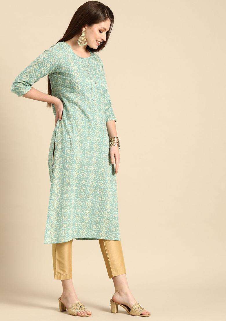 Blue  Blended Kurta - Indya