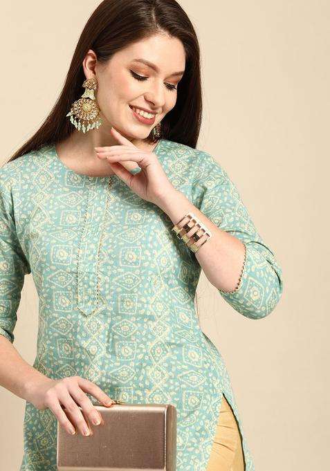 Blue  Blended Kurta