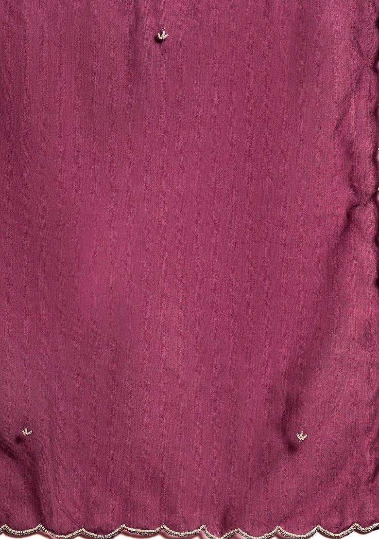 Purple Embroidered Silk Blend Kurta Set - Indya