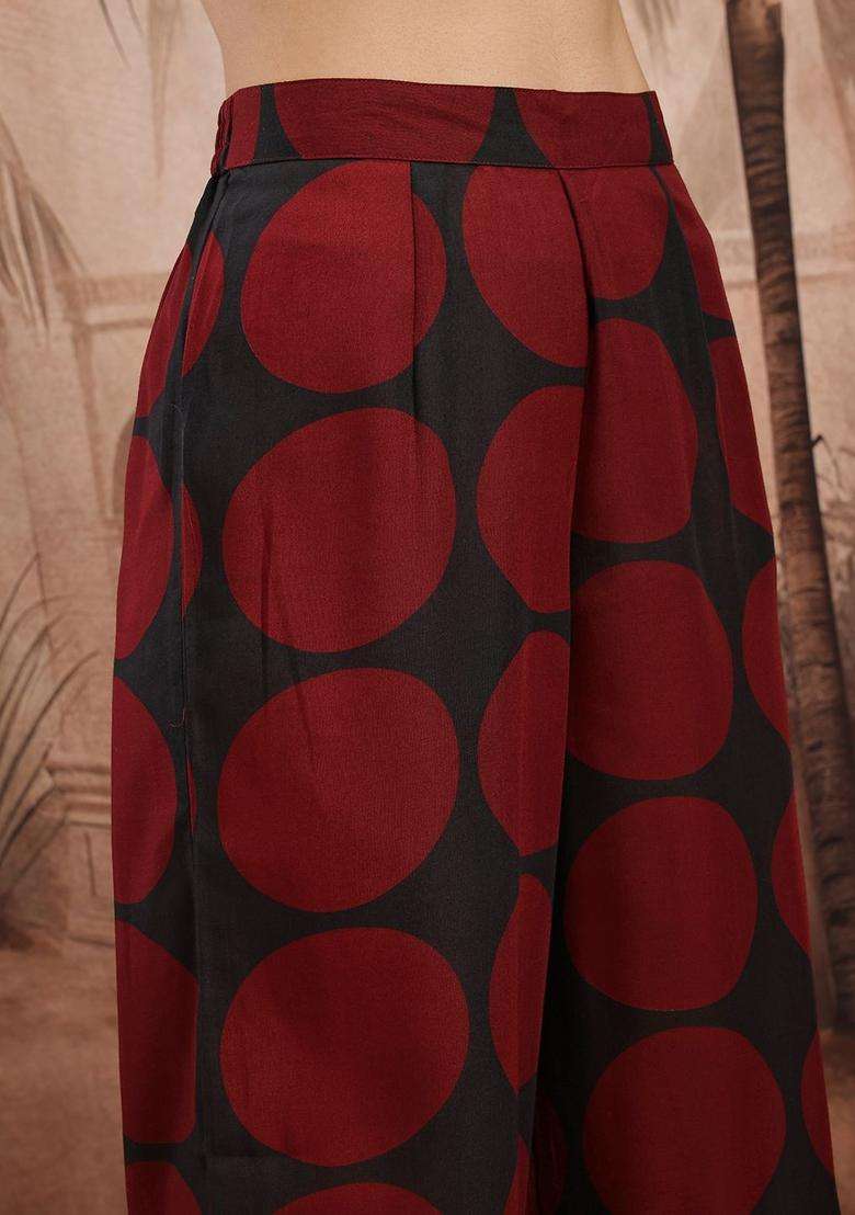 Black Printed Polyester Kurta Set - Indya