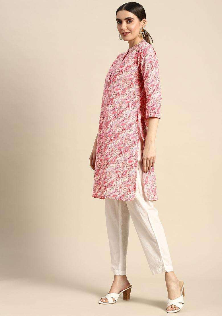Pink  Cotton Kurta - Indya